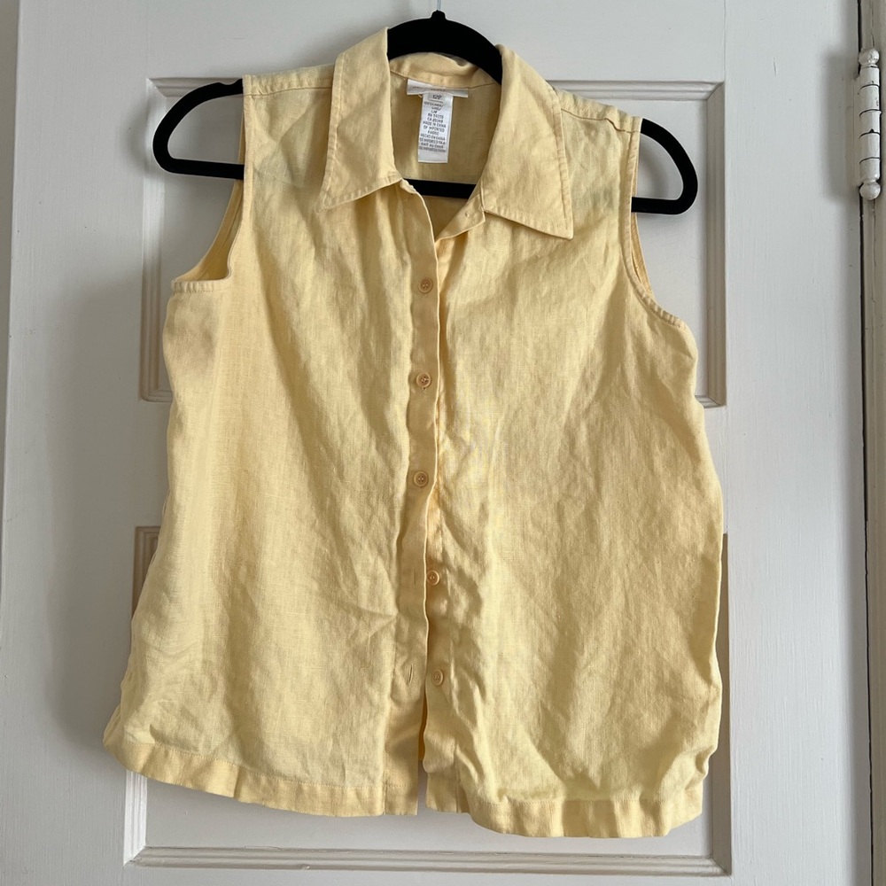 Butter Yellow Linen Button Up